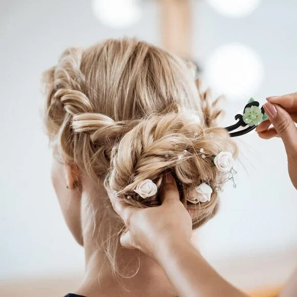 Vintage Flower Hair Stick Chinese Wood Stylish Elegant Hair Accessory Women Girl - Picture 6 of 9